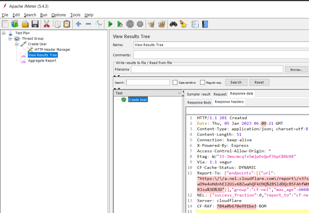 JMeter API testing execution