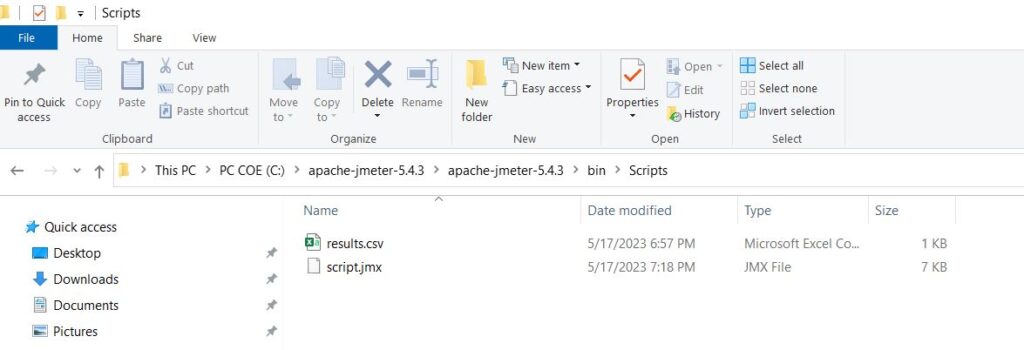 Jmeter files in Jmeter bin directory.